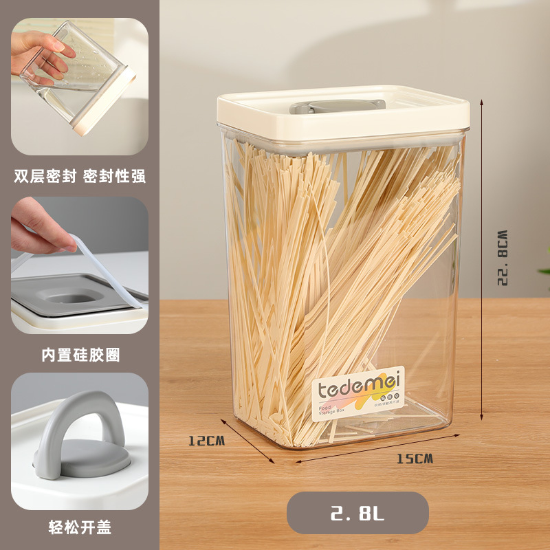 Tanque de sellado transparente de grado alimenticio portátil de granos variados, almacenamiento de bocadillos, cocina de almacenamiento, caja de preservación de PET