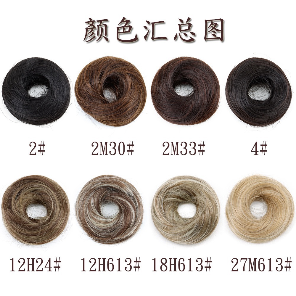 Anillo de pelo recto cabeza de bola de cola de caballo flojo brotes de cabello natural comercio exterior bolsa de cabello recto fibra química peluca cola de caballo joyas de cabello