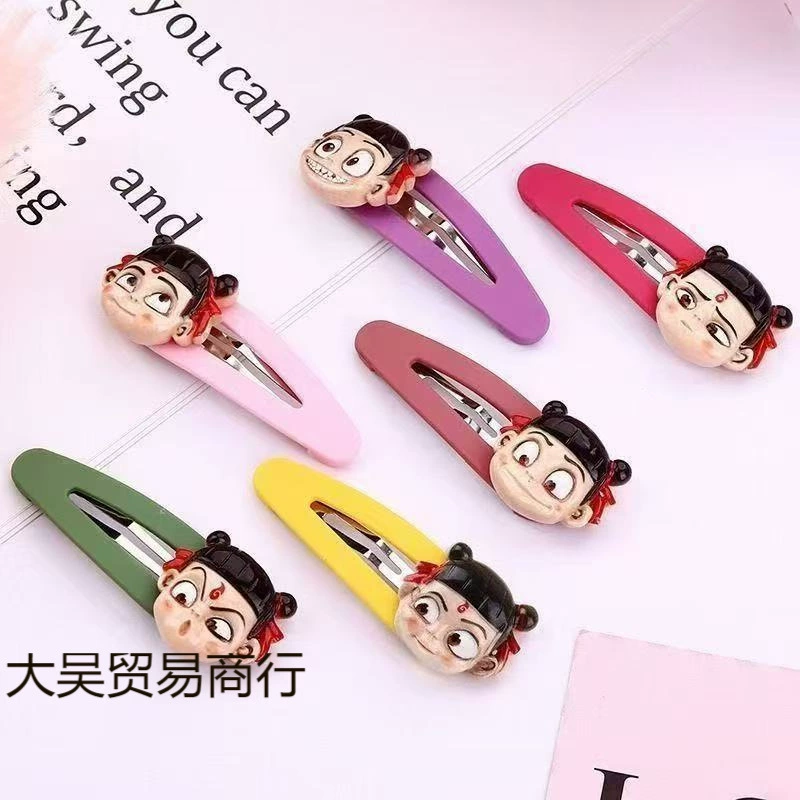 Красная заколка с боковой челкой, милая заколка с рисунком на лоб, аксессуар для волос для женщин.