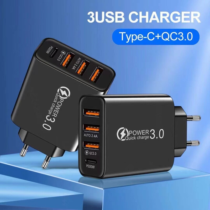 NeW ProduCt 18W3USB+TYPE-C Multi-port Charger PD Us Standard Eu PoWer Adapter 4-port Charging Head