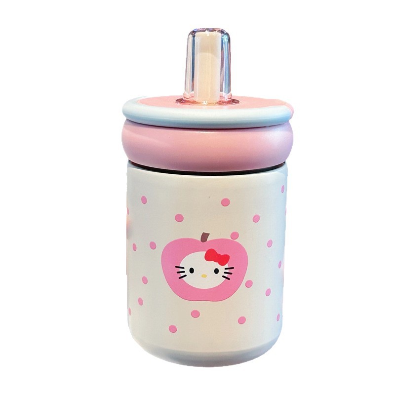 新型ins女子高颜値ストローカップ316ステンレス保温カップ陶磁器内胆カップ学生随行カップ|undefined