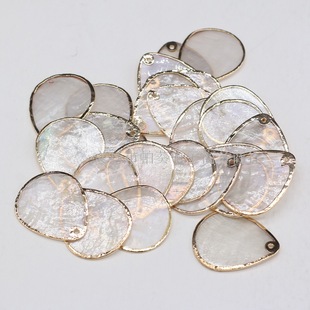 Natural freshwater shell Water droplet -shaped gold -plated gold border with Kong Zhuzi DIY handmade jewelry hair decoration production accessories wholesale