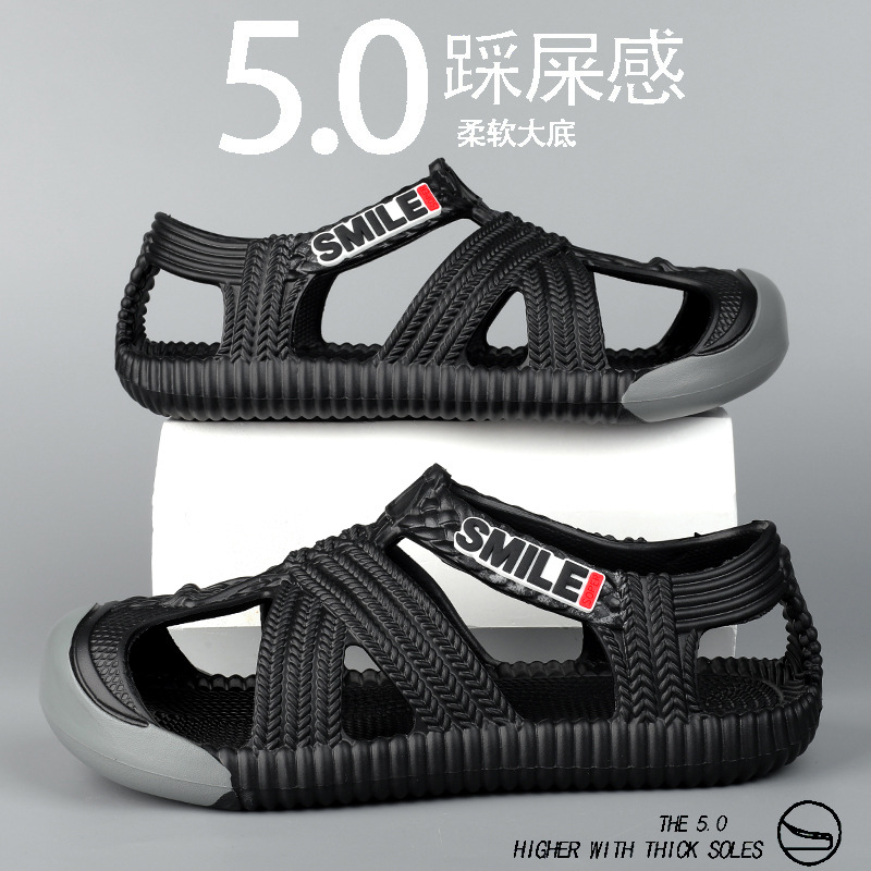 2025 sandalias nuevas transfronterizas para hombre, zapatos con agujeros de paja con suela gruesa, sandalias antideslizantes para deportes de deriva al aire libre