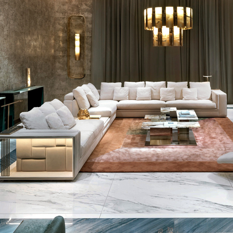 Italian light luxury Visionnaire matte leather sofa villa large living room corner Babylon sofa
