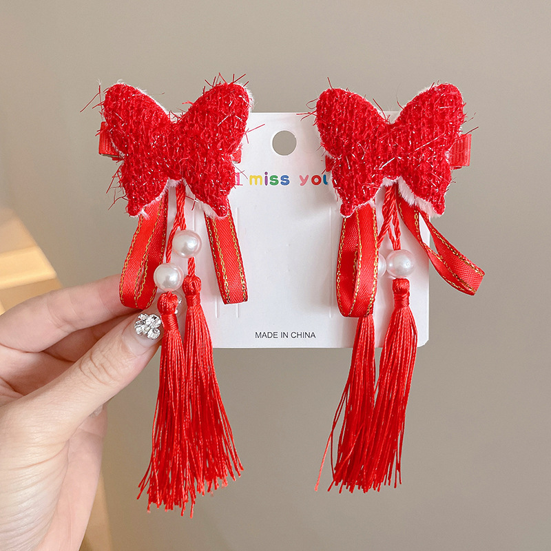 Año Nuevo accesorios para el cabello para niños arco de bordilla pinzas de cabello para niñas vestidos festivos vestidos chinos toques de cabello para niñas joyas de tarjetas de cabello