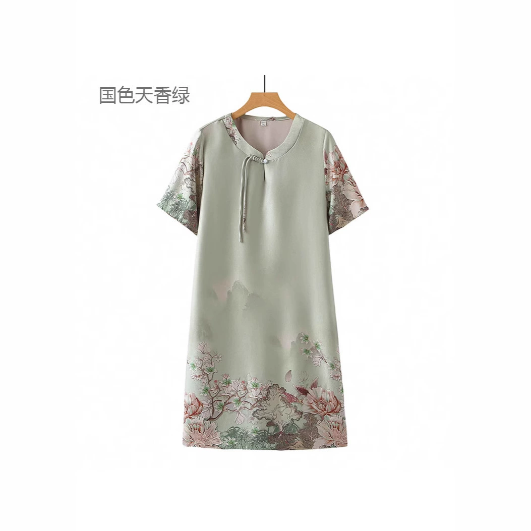 Летнее платье-чонсам для женщин средних лет 2025 года, элегантное короткое платье для женщин среднего и старшего возраста