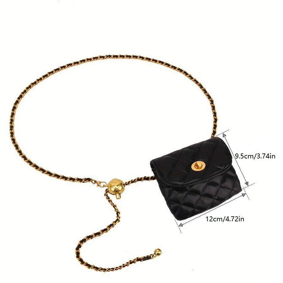 Сумка через плечо, маленькая поясная, цепь, французский стиль, стиль Chanel