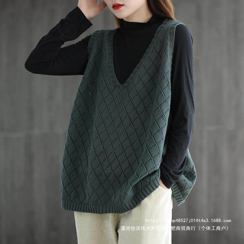 Women's Artistic Knitted Vest/Vest for Spring and Autumn - New Style, Loose-fitting Sleeveless Sweater/Shoulder Vest Top