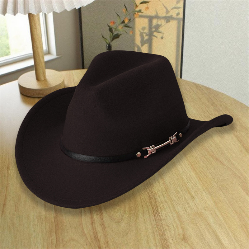 Sombrero nacional de feltro de estilo masculino, sombrero de vaquero occidental, sombrero de bordes retro, sombrero de caballo, fábrica al por mayor, venta caliente para mujeres