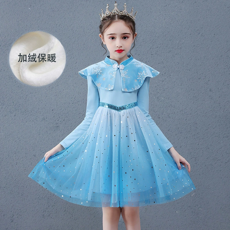 Новое стильное платье для девочки с бархатной подкладкой и утеплением, элегантное платье для девочек, для дня рождения и школы
