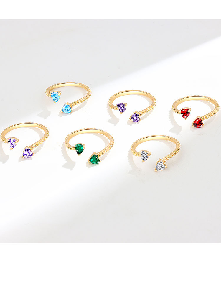 Fashion Heart Shape Copper Plating Inlay Zircon Open Ring 1 Piece