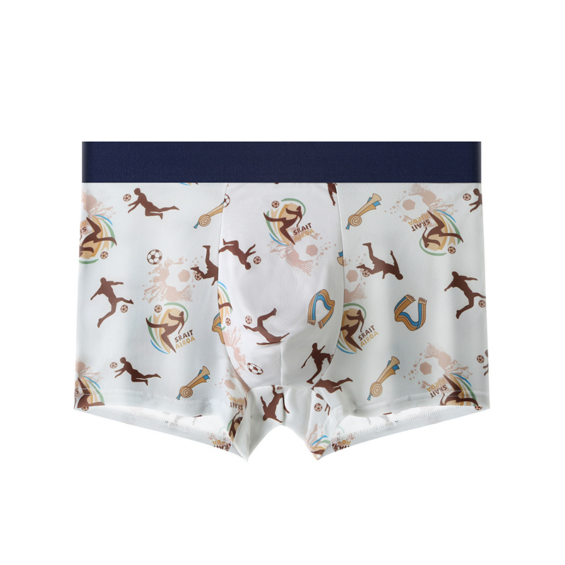 Ropa interior de hombre, seda de hielo, pantalones de cuatro esquinas con estampado antibacteriano, ropa interior de niño bóxer transpirable y sin costuras para adolescentes delgados de verano