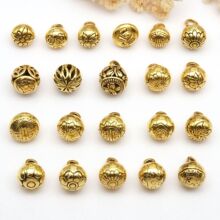 锌合金古金色实心圆形吊坠复古莲花祥云衬衫旗袍纽扣古风国风中式