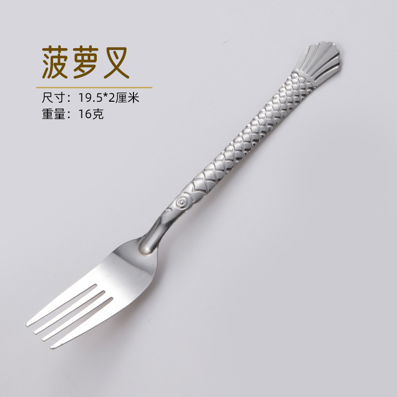 Juego de cubiertos de acero inoxidable (cuchara y tenedor) - Para sopa y frutas - Diseño creativo y elegante - Uso doméstico