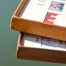 P224黑胡桃木结婚证件照相框夫妻领证周年纪念日定 制实木摆台新