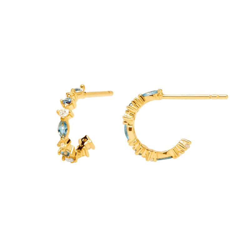 European And American S925 Silver Needle Inlaid With Color Zircon C-shaped Earrings display picture 1