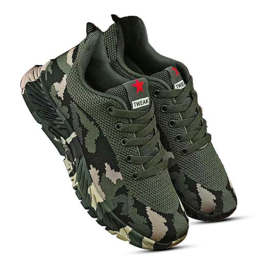 Spring and summer camouflage shoes for men and women, breathable fly-woven running shoes, outdoor hiking shoes, soft-soled student military training shoes