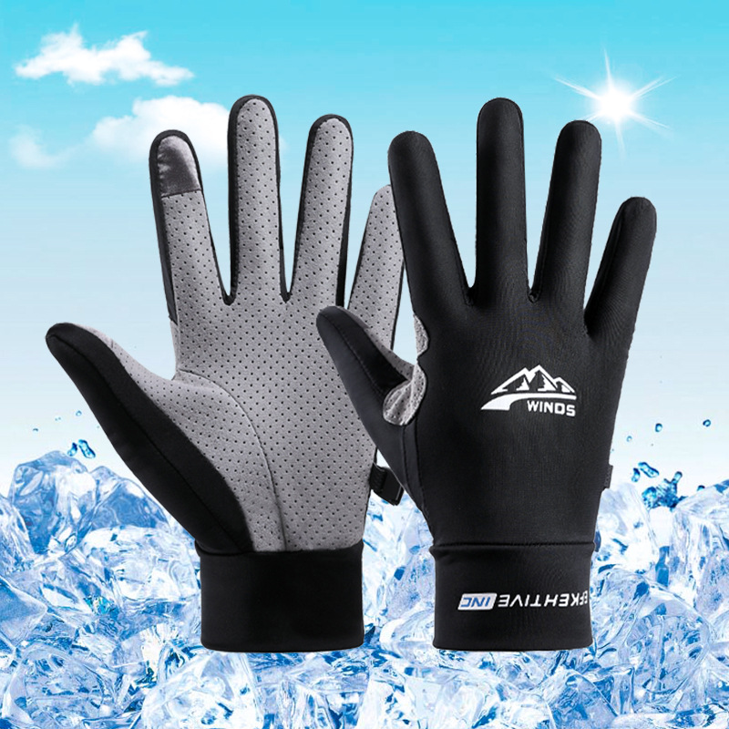 Cycling gloves for men and women, thin ice silk style, spring and summer anti-slip sports mountaineering outdoor bicycle fishing sun protection gloves