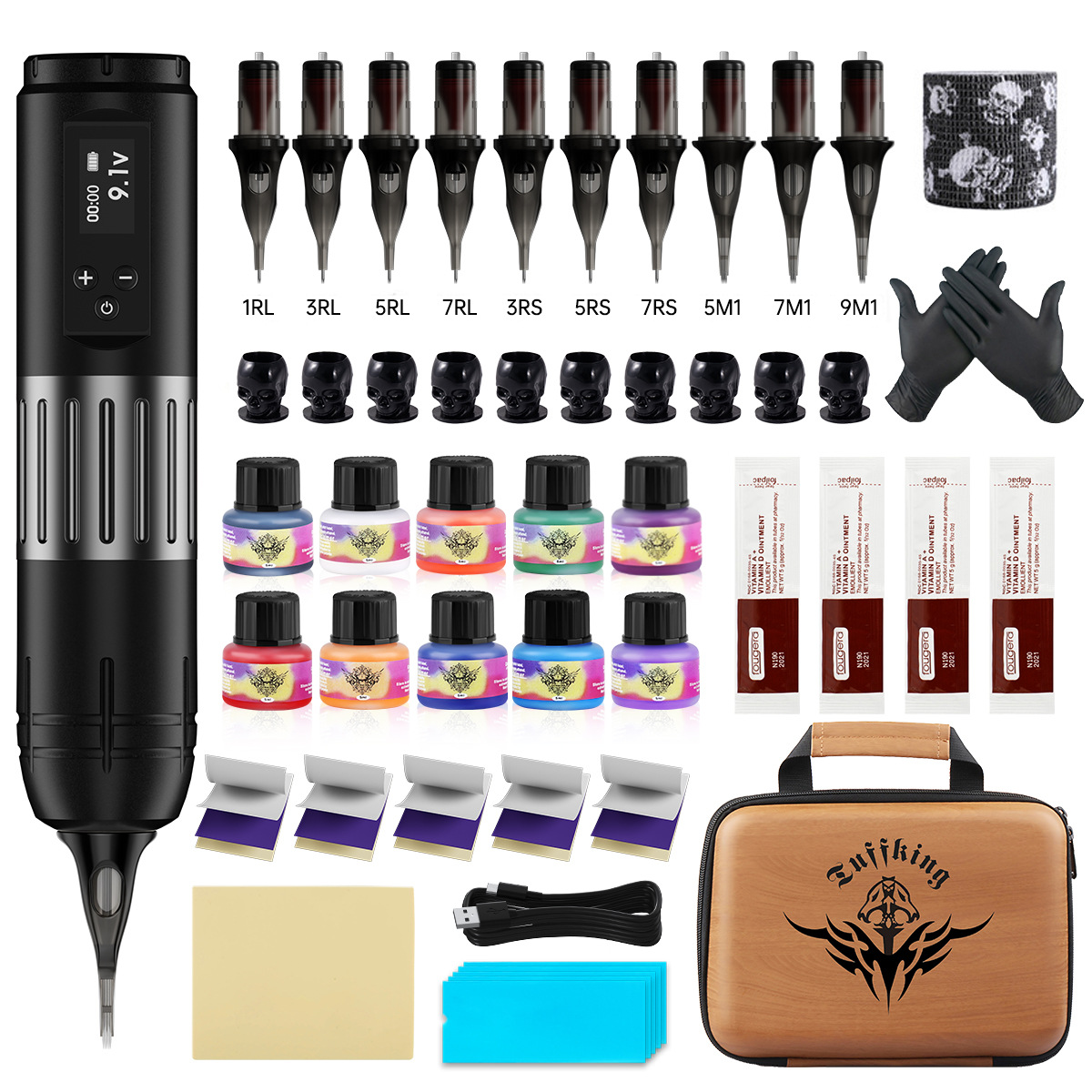 Tuffking Lápiz de batería inalámbrico Pantalla LED Máquina de tatuaje Línea de corte Lápiz de tatuaje de niebla Equipo de tatuaje transfronterizo
