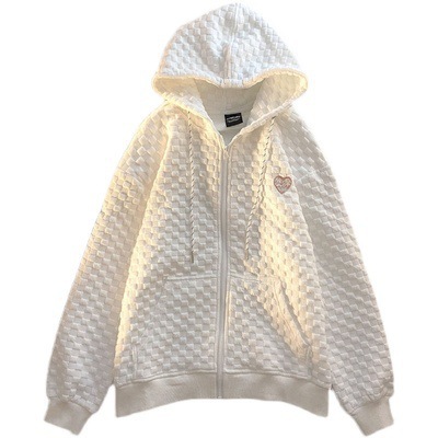 Nueva Sudadera Waffle de Otoño 2026 para Mujer, Estilo Coreano, Delgada, con Capucha y Cremallera, Chaqueta para Mujer, Venta al por Mayor