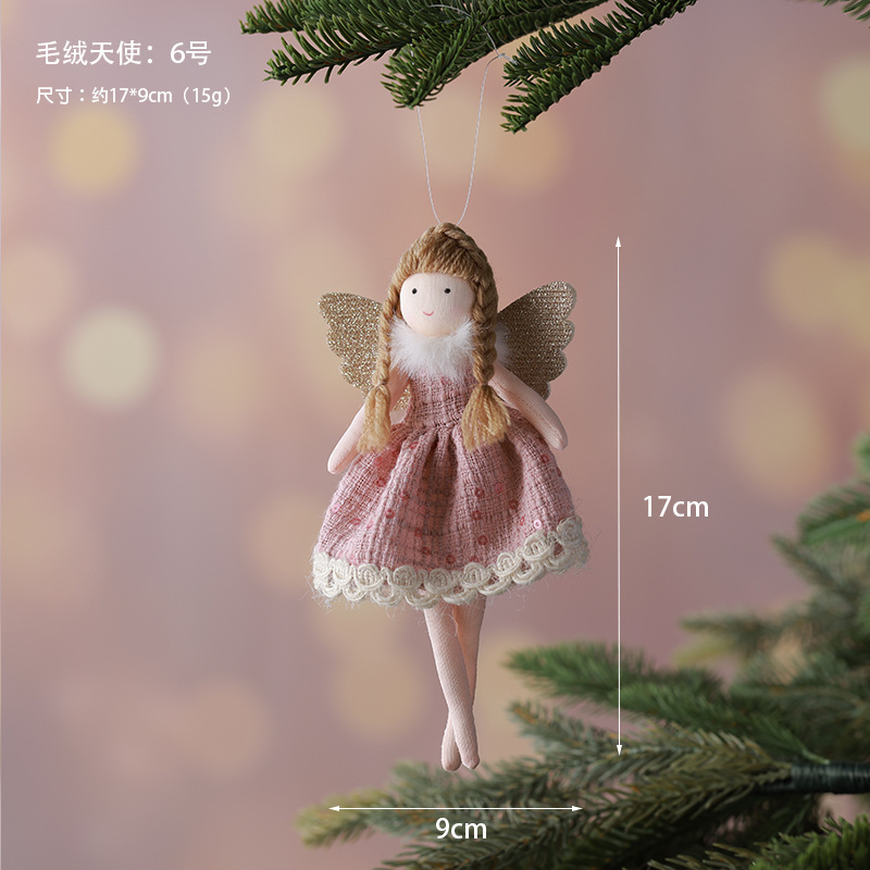 Nuevos productos transfronterizos de venta caliente Angel Girl Navidad decoración colgante gorra de punta colgante de muñeca de peluche de tamaño grande