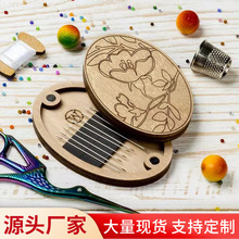 跨境木制针线盒套装木质针盒便携针线包刺绣缝纫工具收纳盒带磁铁