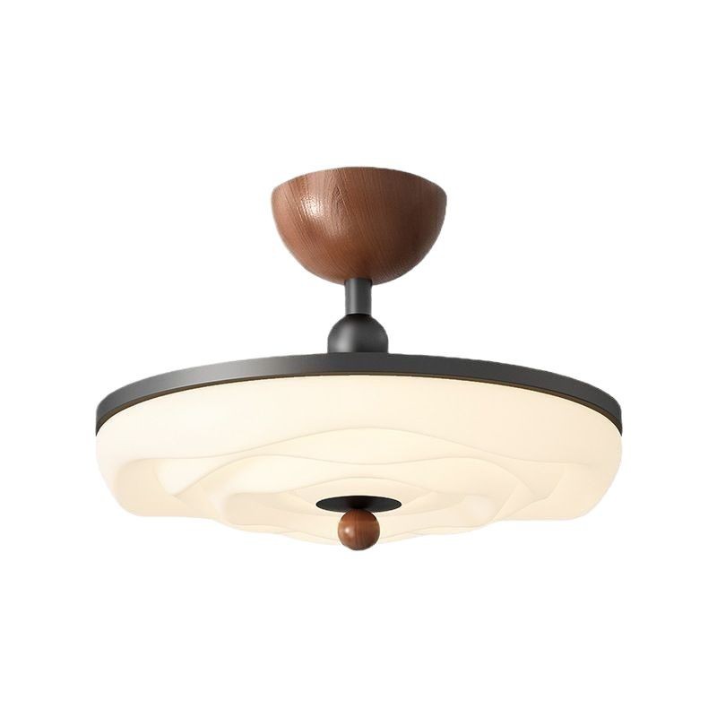 [Seleccionado] Lámpara de techo simple de estilo crema medieval, candelabro de grano de madera de nogal, lámpara de protección ocular de espectro completo retro americano