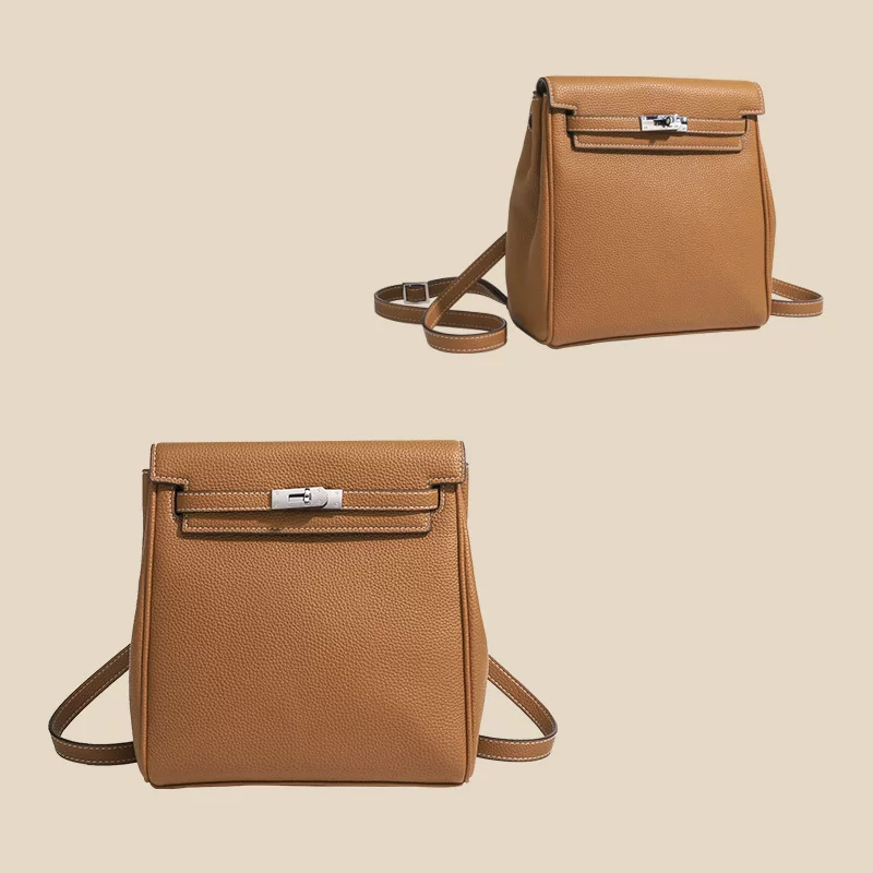 Bag, leather backpack for leisure, cowhide, high-quality style