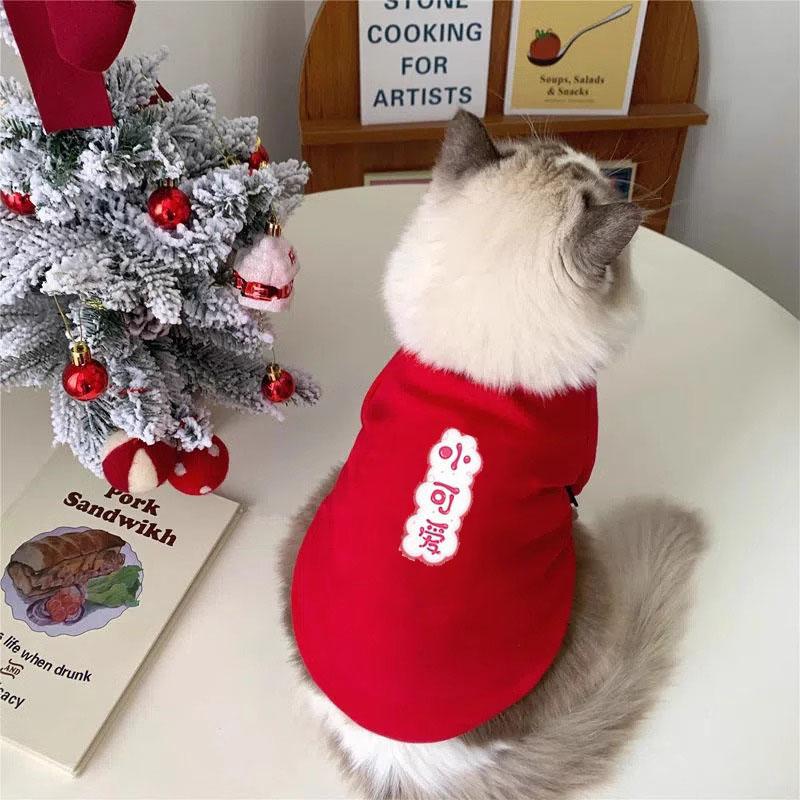 Ropa de felino de peluche otoño y invierno mascotas de Navidad de dos patas suéter gato azul gato muñecas de tela corta gato anti-pillo gatito gatito