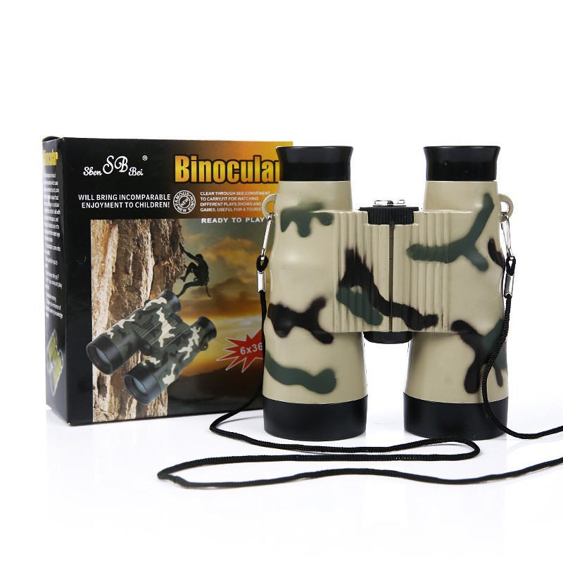 厂家直销跨境热卖高清晰儿童玩具彩色迷彩塑料6x36双筒望远镜