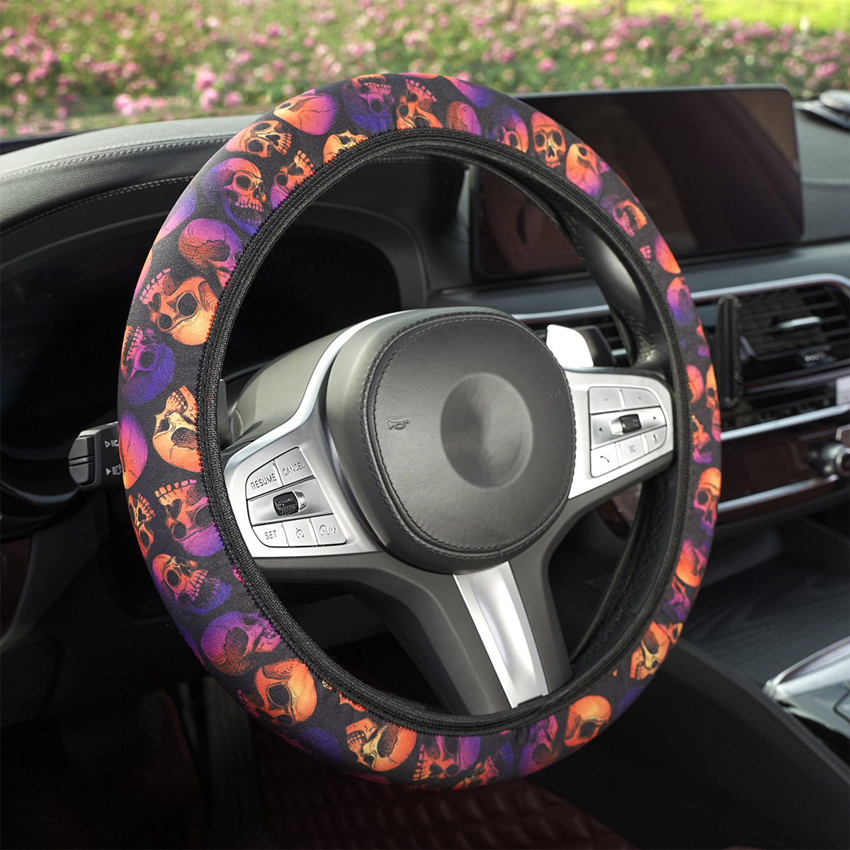 New car steering wheel cover skull printing without inner ring four seasons universal cross-border explosion car handle cover wholesale