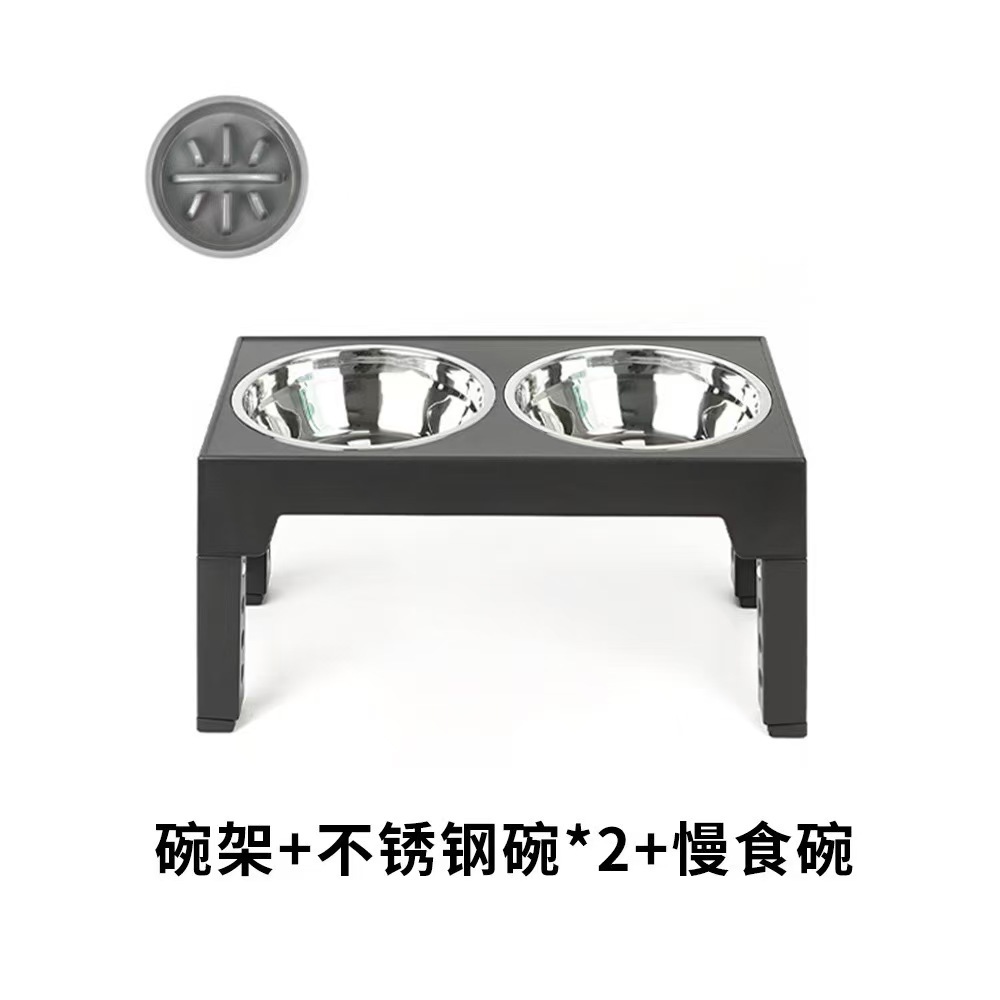 Tazón elevado de acero inoxidable para mascotas, anti-vuelco, grande, comida y agua