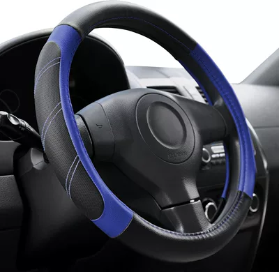 Steering wheel cover wheel cover sports breathable - cross-border-plastic-rings-sports-style-black-and-blue-38cm