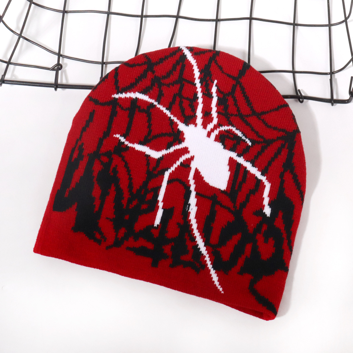 Cappello lavorato a maglia con motivo a ragnatela di Halloween, tendenza moda personalità per uomini e donne_voghion.com