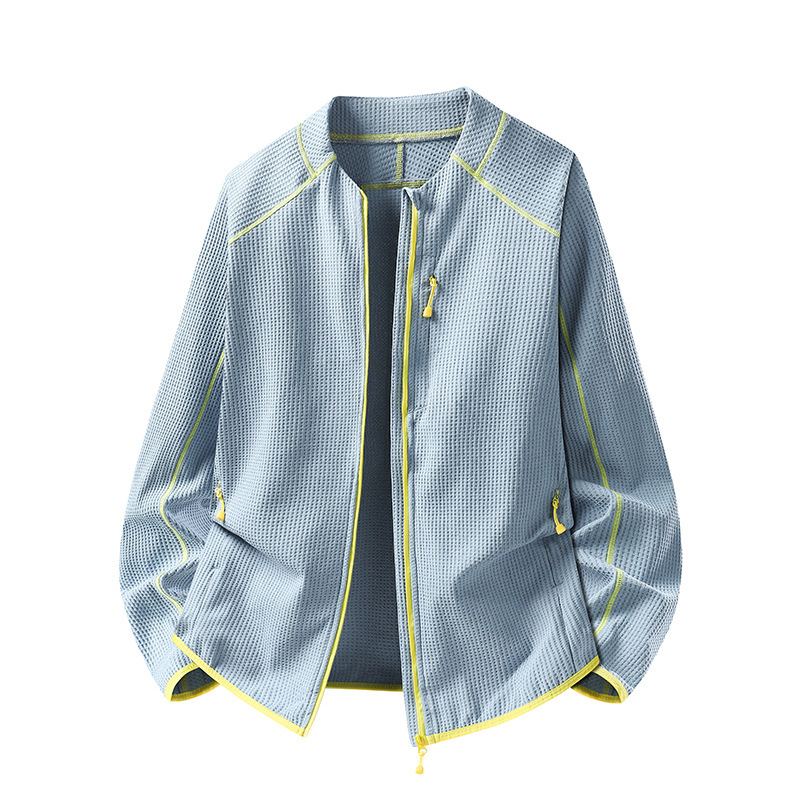 Early autumn high-end waffle knit jacket, unisex, without a hood, featuring a Halsu-style knit and a Henley collar, softshell jacket Early autumn high-end waffle knit jacket, unisex, without a hood, featuring a Halsu-style knit and a Henley collar, softshell jacket