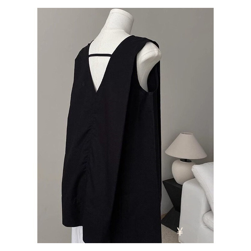 2026 New Style French Sleeveless Shirt for Women, High-End Loose-Fitting Backless Vest, Fashionable Versatile Trendy Top