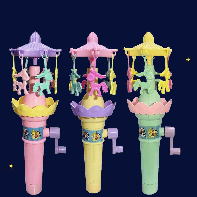 儿童手摇发光旋转木马海豚旋转可做装糖地摊货夜市广场批发玩具