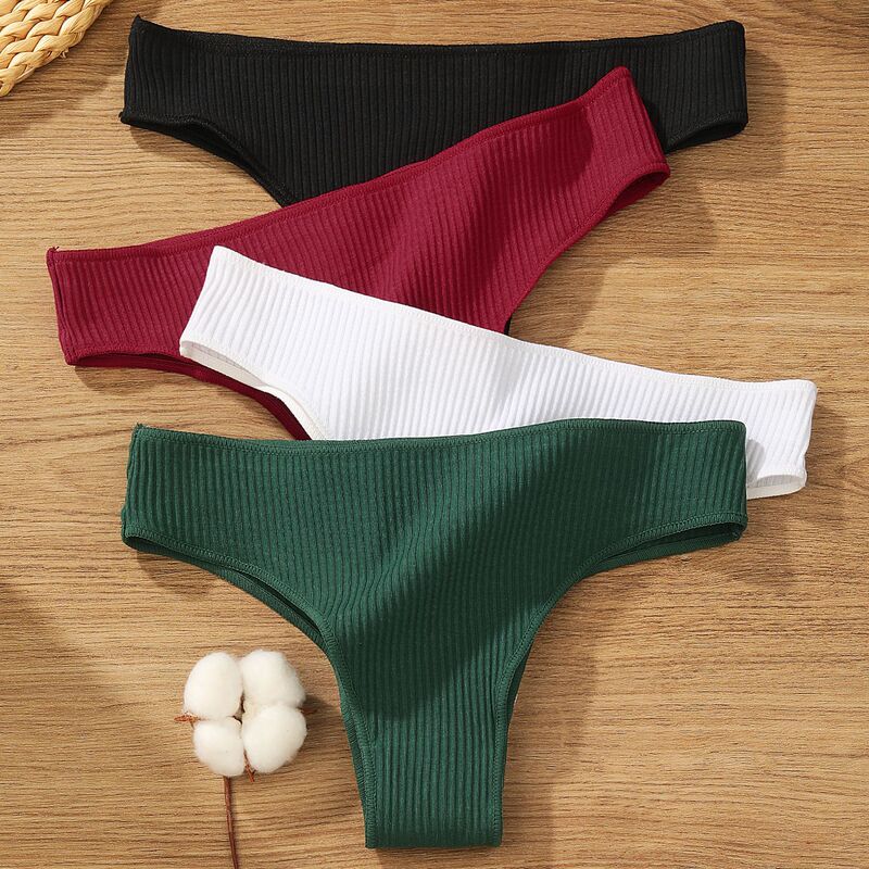 Mini High-Elastic Cotton Women's Underwear Low-Waist Brazilian Pants Threaded Girls Sexy Thong Panties Amazon