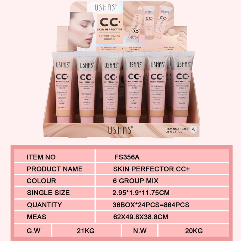 (Caja de presentación) Corrector transfronterizo de 6 colores, base líquida hidratante e iluminadora, corrector líquido, aislamiento 24 cajas