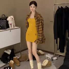 美拉德复古格子撞色长袖衬衫女春秋季宽松外穿设计感小众潮牌外套