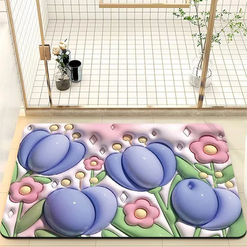 3D three-dimensional expanded florets soft diatom mud absorbent floor mat bathroom non-slip mat toilet bathroom floor mat foot mat