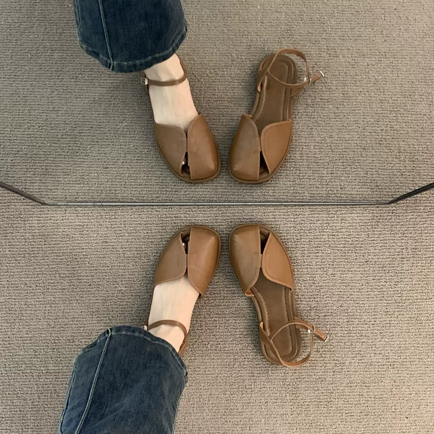 晚晚风棕色包头旅游凉鞋女外穿2025夏季法式复古仙女玛丽珍罗马鞋