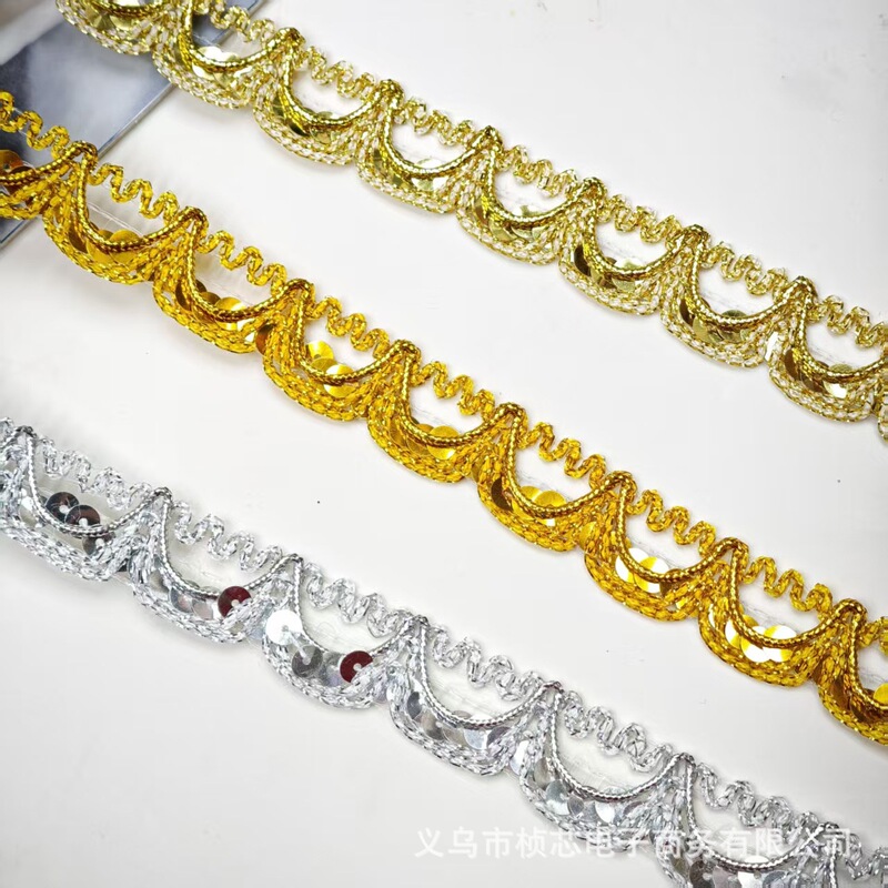 Manufacturer's Ready-Made Gold and Silver Sequin Lace Cut Out Sequin Stage Kidsren's Clothing Accessories Skirt Headdress Arch