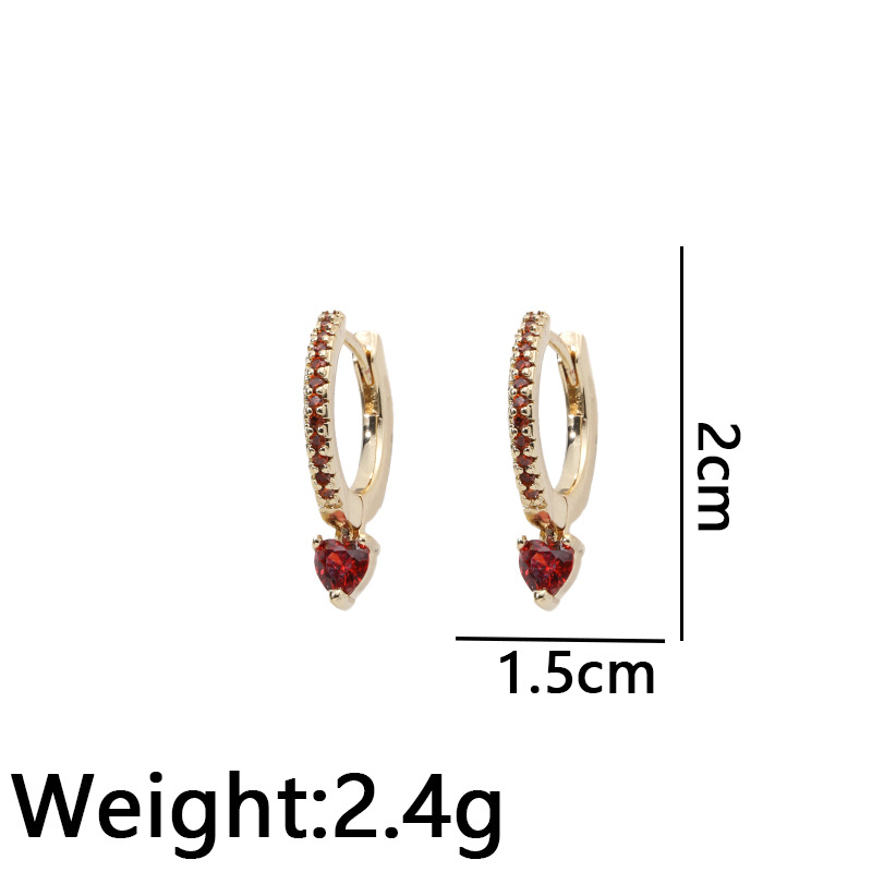 6g Weight Earrings Event & Party Supplies Fashion Heart Shape Copper Plating Inlay Zircon Drop Earrings 1 Pair