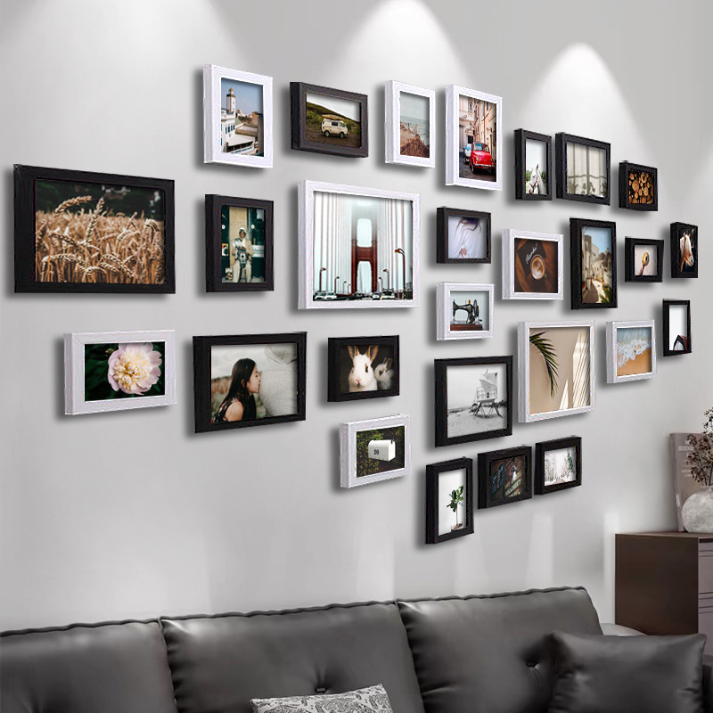 Photo Wall Frame Set for Hanging on the Wall, Background Wall for Bedroom and Living Room, Includes Photo Printing, No-Drill Photo Printing