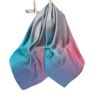 Spring and Autumn Fashion All-match Travel Sunscreen Simple Silk Scarf Shawl Gradient Color Simulation Silky Brocade 90 Square Scarf for Women