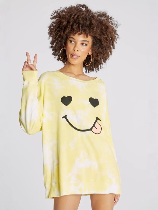 Comercio exterior camiseta falda mujer 2025 nuevo otoño invierno explosión casual impresión de teñido de atado coreano suelta delgado caracteres hogar