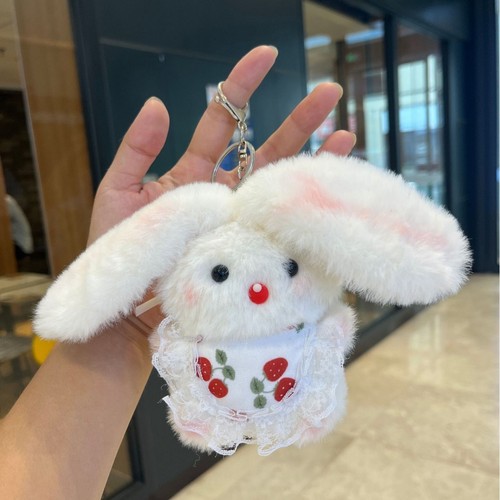 Squeaky handmade rabbit plush toy cute little bunny fuzzy keychain ornament hug toy DIY cartoon hanging decoration