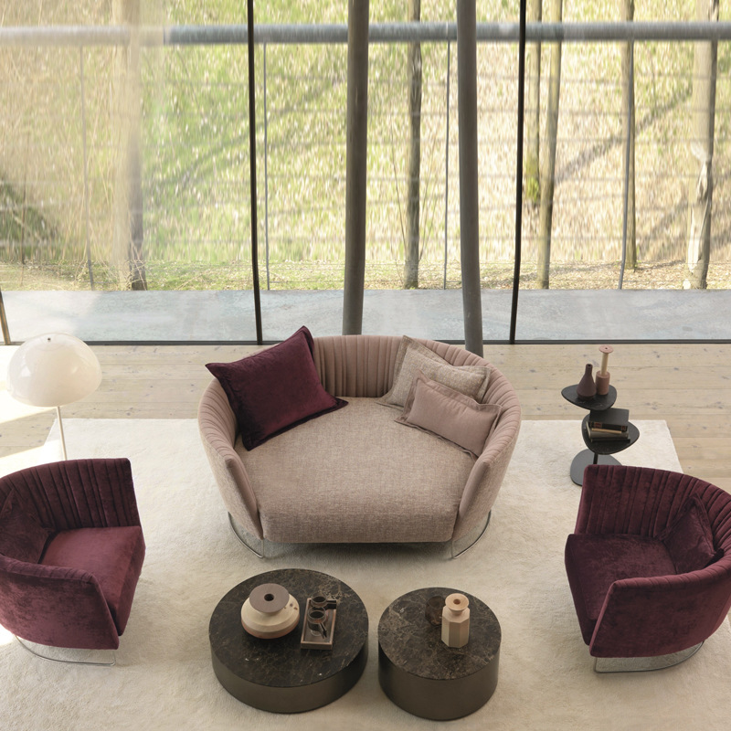 北歐現代弧形沙發椅創意簡約異形布藝沙發組合意式輕奢樣板間家具