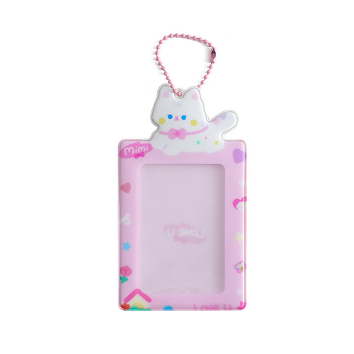 Korean version of Cartoon Cat Goo Ka Card Holder Cute Girl Three-Inch Polaroid Photo Storage Bag Small Card Card Bag Pendant